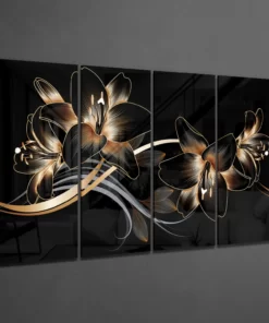 Alternative view of Bloem Goud en Zwart Glasschilderij