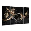 Bloem Goud en Zwart Glasschilderij