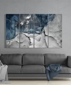 Blauw tinten 4-Delig Glasschilderij