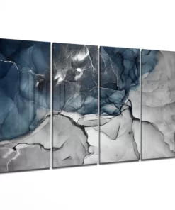 Blauw tinten 4-Delig Glasschilderij