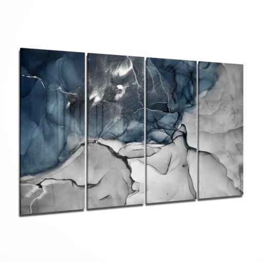 Blauw tinten 4-Delig Glasschilderij