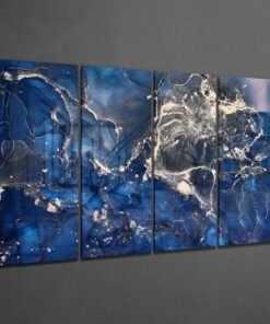 Alternative view of Marineblauw 4-Delig Glasschilderij