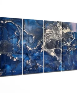 Marineblauw 4-Delig Glasschilderij