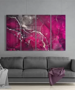 Fuchsia 4-Delig Glasschilderij