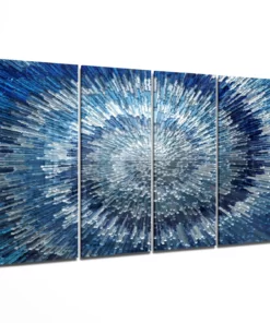 Blauwe Spiraal 4-Delig Glasschilderij