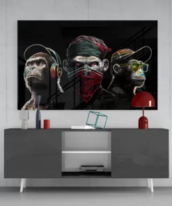 3 Wijze apen Glasschilderij