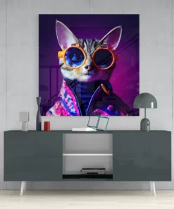 Nieuwsgierige kat Glasschilderij