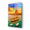 Eiffel en boot Glasschilderij
