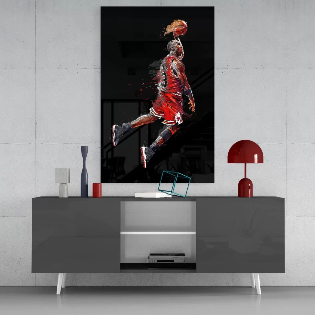 Michael Jordan Glasschilderij