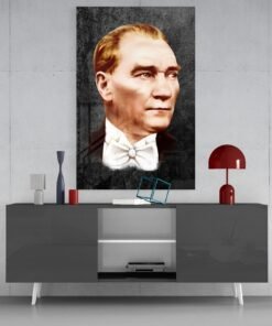 Atatürk portret zwart Glasschilderij