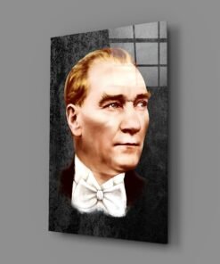 Atatürk portret zwart Glasschilderij