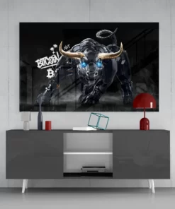 Bitcoin stier Glasschilderij