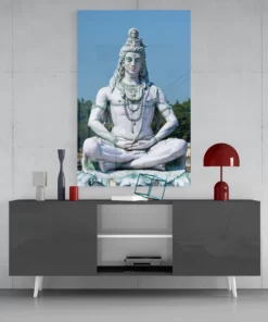 Shiva in meditatie Glasschilderij