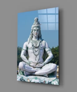 Shiva in meditatie Glasschilderij