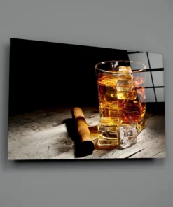 Whisky met ijs Glasschilderij