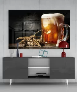 Een glas bier Glasschilderij