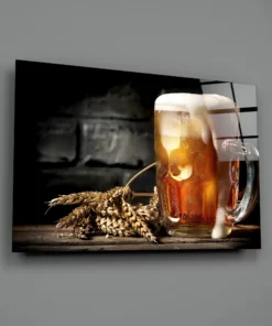 Een glas bier Glasschilderij