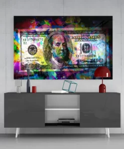 100 dollar Glasschilderij