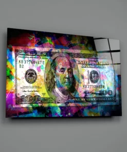 100 dollar Glasschilderij