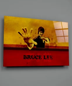 Bruce Lee rood geel Glasschilderij