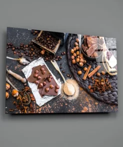 Hazelnoot chocolade Glasschilderij