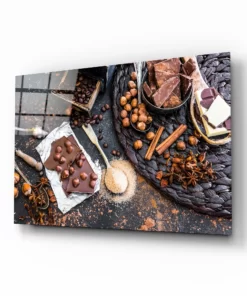 Hazelnoot chocolade Glasschilderij