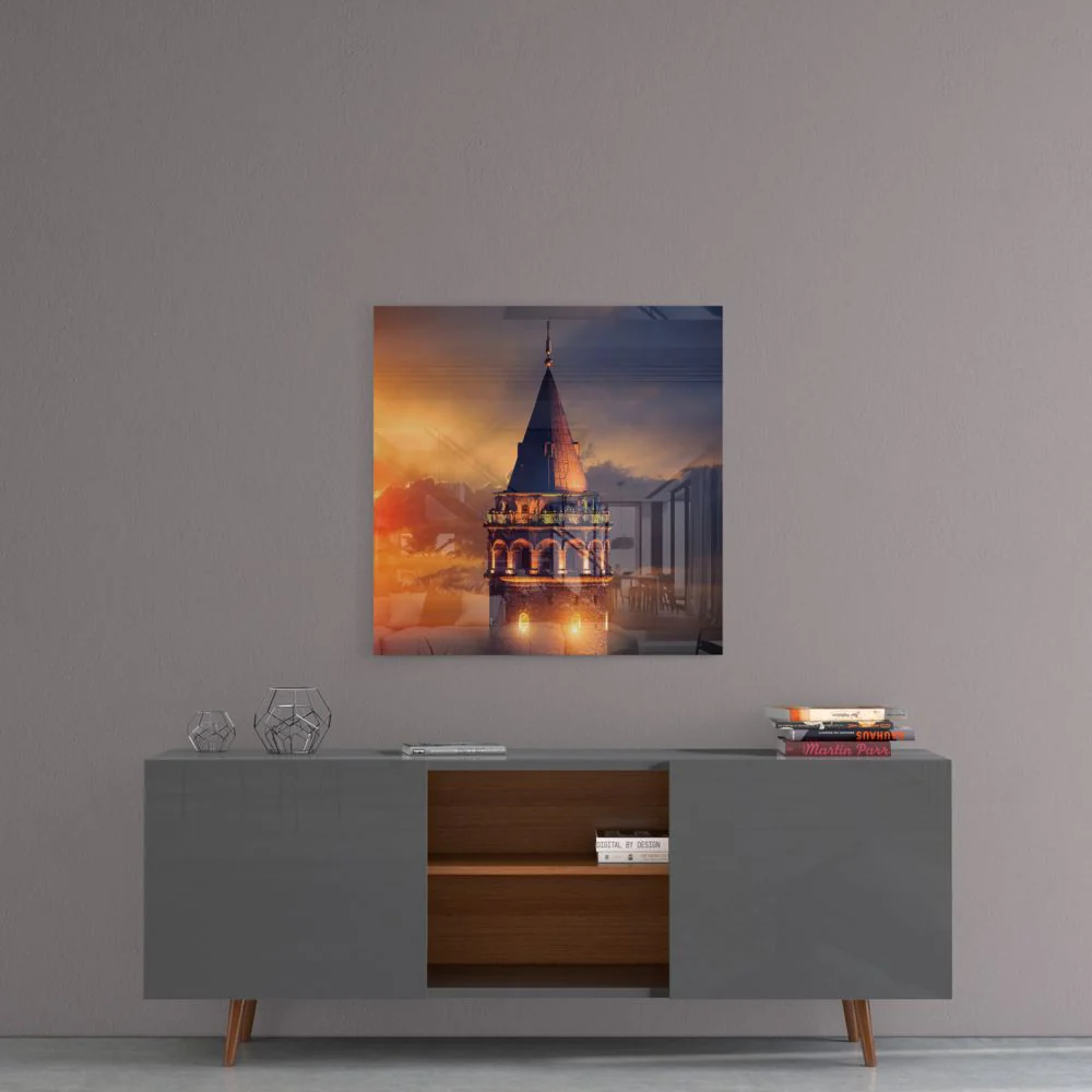 Galata-toren vierkant Glasschilderij