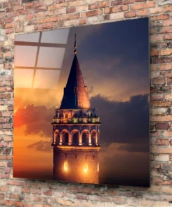 Galata-toren vierkant Glasschilderij - Afbeelding 3