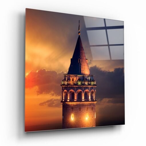 Galata-toren vierkant Glasschilderij