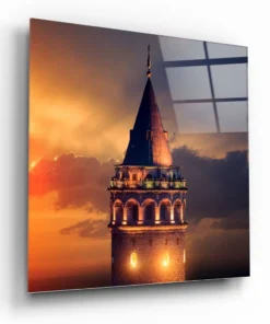 Galata-toren vierkant Glasschilderij
