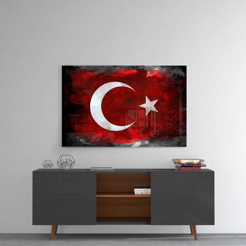 Turkse vlag Glasschilderij