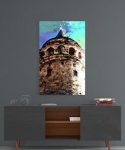 Galata-toren rechthoek Glasschilderij