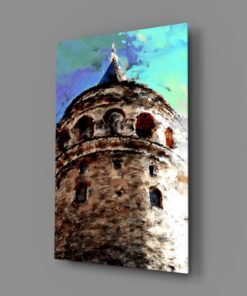 Galata-toren rechthoek Glasschilderij