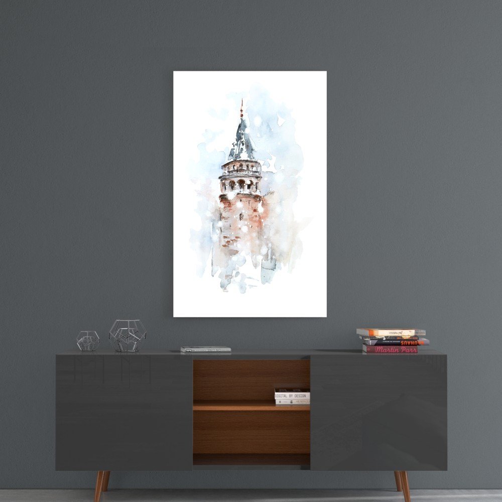 Galata-toren abstract Glasschilderij