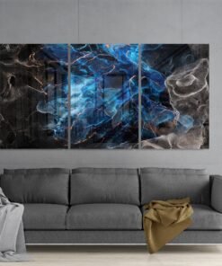 Blauw Zwart Abstract Glasschilderij
