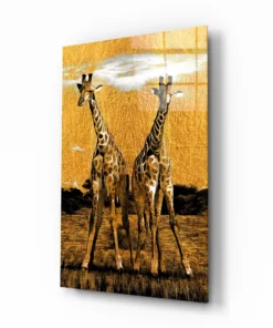 Dieren Glasschilderij Giraffen