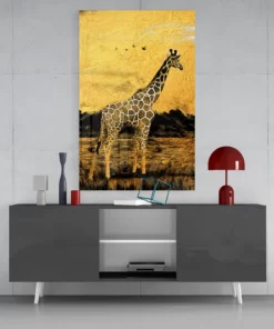 Giraffe Dieren Glasschilderij-