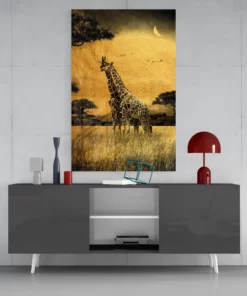Giraffen Dieren Glasschilderij