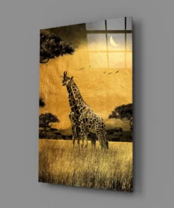 Alternative view of Giraffen Dieren Glasschilderij