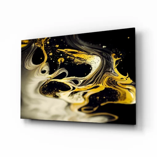 Gouden plons Glasschilderij