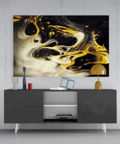 Gouden plons Glasschilderij