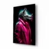 Neushoorn stijl roze Glasschilderij