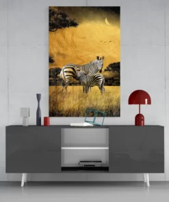 Zebra's Dieren Glasschilderij