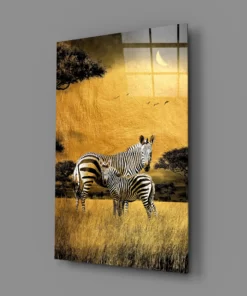 Alternative view of Zebra's Dieren Glasschilderij