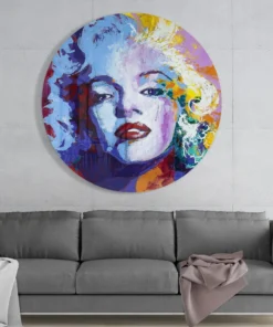 Rond Glasschilderij Marilyn Monroe
