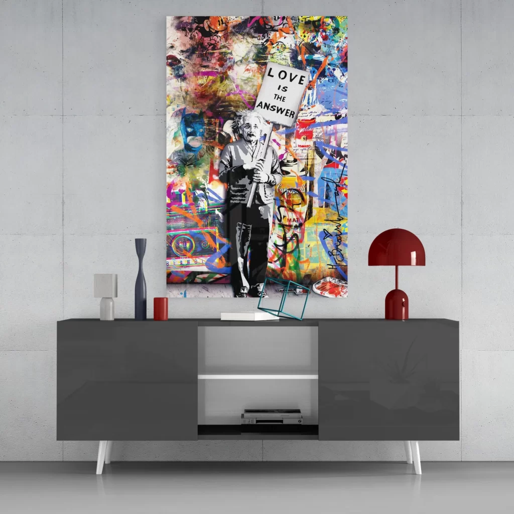 Banksy-Love-is-the-Answer-glasschilderij