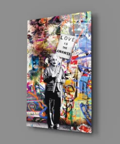 Alternative view of Banksy - Love is the Answer Glasschilderij