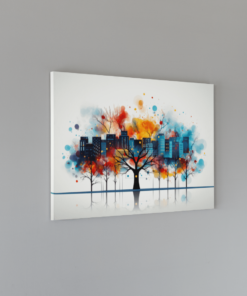 ALIVA 1002 canvas schilderij abstract boom stad b