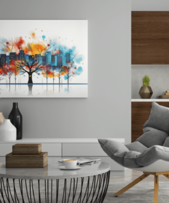 ALIVA 1002 canvas schilderij abstract boom stad c