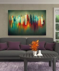 Abstract Stad Canvas Schilderij - Afbeelding 3